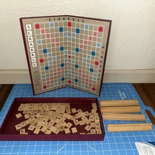 VTG 50s era Scrabble Board Game 100 Wood Tiles Trays Selchow & Righter