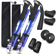 Aluminum 7075 Collapsible Trekking Poles 2-Pk, Adjustable 39-47" for Hiking