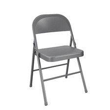 Metal Folding Chair with Gray Finish for Indoor and Outdoor Use