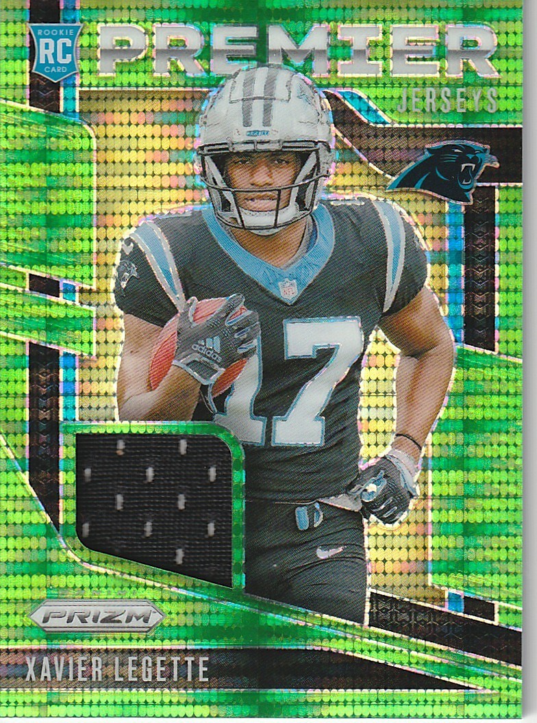 2024 Panini Prizm #PJ-XLE Xavier Legette Premier Jerseys Neon Green Pulsar
