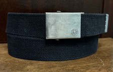 VTG Levis Black Canvas Belt Logo Bkl Sz34 or Smaller 1-3/8  Wide GUC