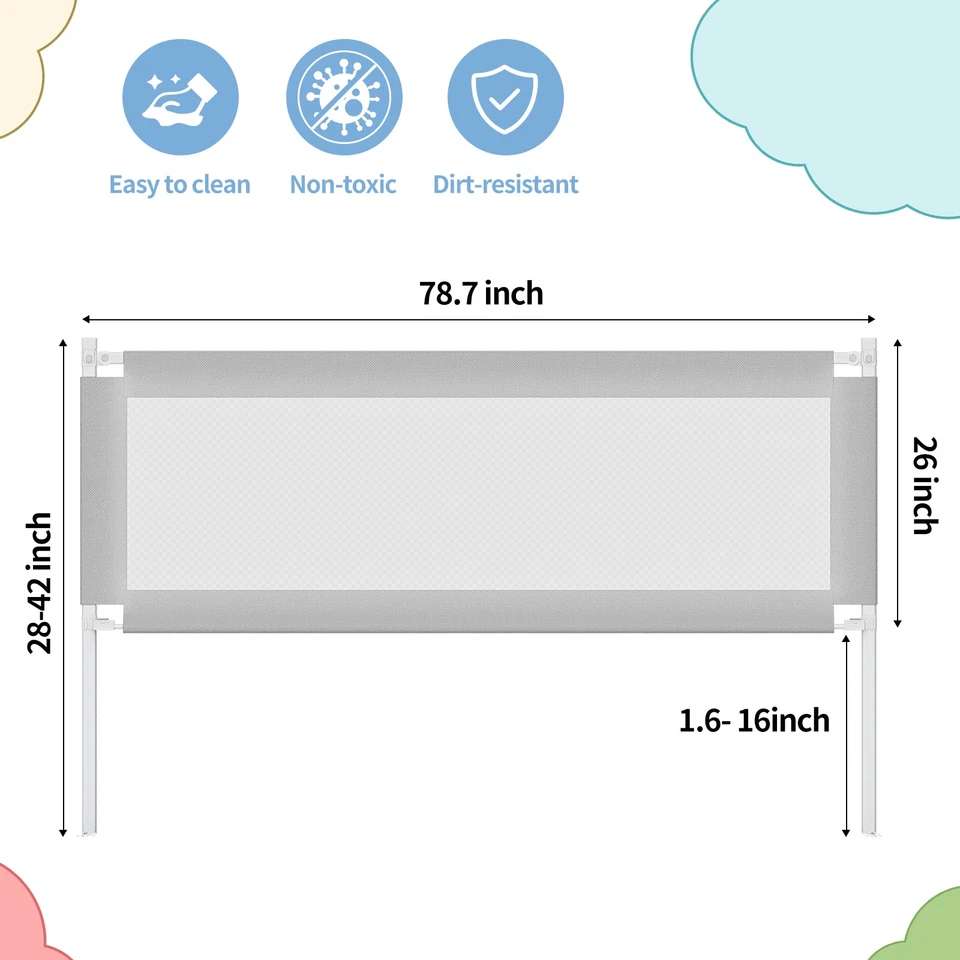 Riel de cama para niños pequeños - Protector de riel de cama de bebé ajustable Riel de cama de seguridad para niños Hogar Foto 3 de 4