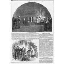 FRANCE Funeral of King Louis Philippe - Antique Print 1850