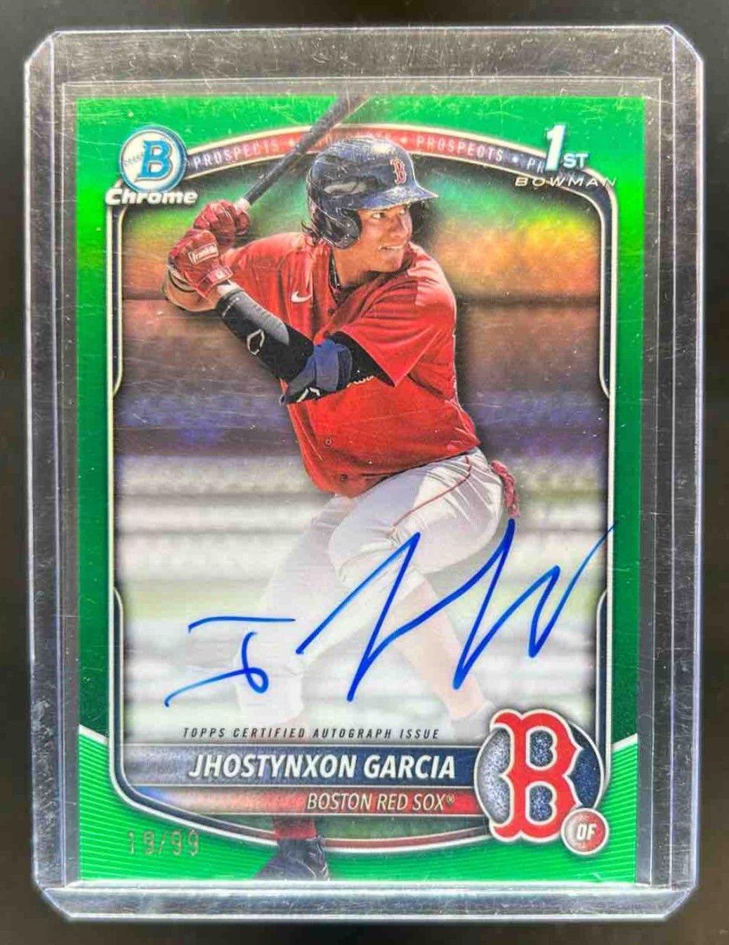2025 Bowman Jhostynxon Garcia Chrome Auto Green Refractor 1ST #/99