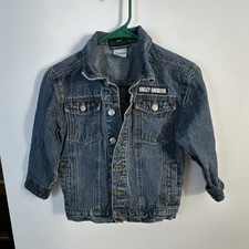 Harley-Davidson Blue Denim Jacket Youth Size 7 Outerwear Motorcycles Logo Patch