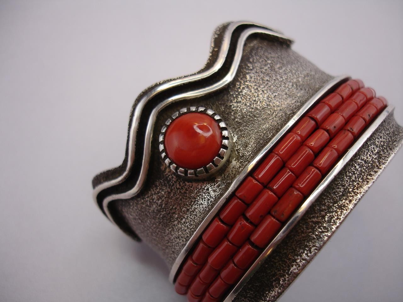 Edison Cummings Wide Statement Cuff with Coral Si… - image 4