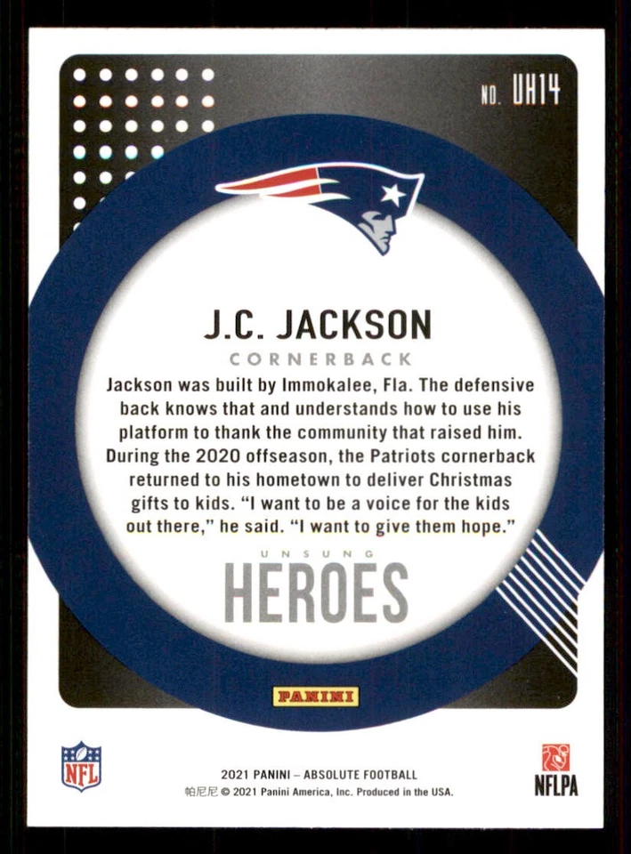 2021 Absolute Unsung Heroes #14 J.C. Jackson - Image 2 of 2