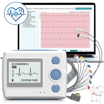 Wellue TH12 12 Kanal Langzeit-EKG-Gerät mit KI-EKG-Analyse  über PC Software