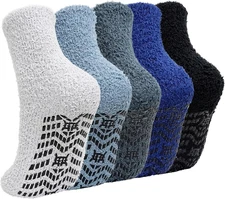 Fuzzy Socks for Men with Grips Winter Warm Thick Mens Slipper Socks Fluffy Cozy 