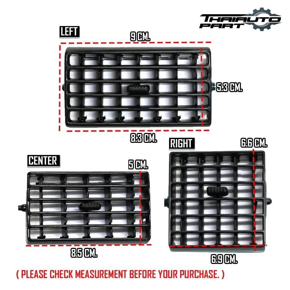 Fit Toyota Hilux LN85 MK3 LN RN 1989-97 Air Condition Ventilation Grille Set Bla - image 3 of 4