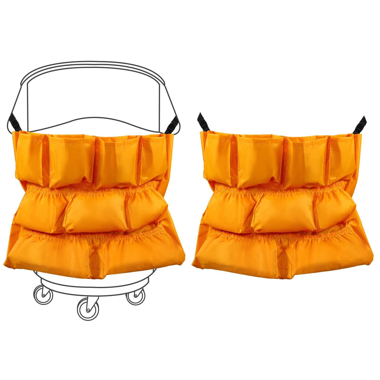 2 Pcs Trash Can Caddy Bag, 12 Pockets Garbage Bin Caddy Organizer Bag for Cle...