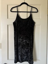 Victoria  s Secret Women  s Crushed Velvet Black Sleep Dress Nightgown Slip M/L