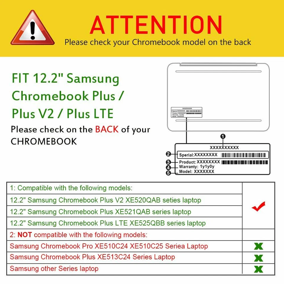 Funda protectora libro para Samsung Chromebook Plus V2 XE520QAB de 12,2" Foto 2 de 4