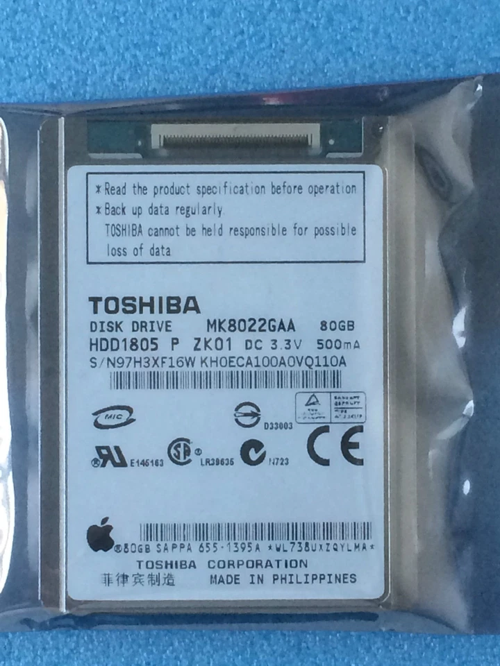 1.8" MK8022GAA HDD1805 5MM ZIF Hard Disk Drive 80GB For iPod Classic 6th gen - Image 2 of 4