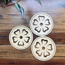 Pack of 3 Wooden Basket Bases/Bottoms with Holes for Pine Needle Baskets