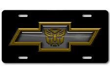 Chevy ART Chevrolet Bowtie Transformers Autobot Aluminum License Plate Yellow