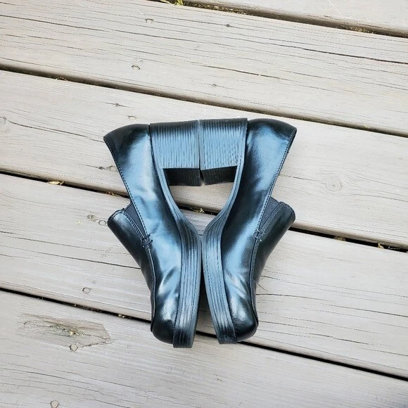 Винтажные оксфорды 90-х годов y2k Mudd Sharpe черная веганская кожа коренастая чонки-платформа 9 - Изображение 4 из 4