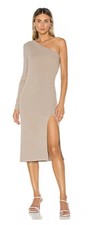 NEW l'academie Aleah One-Shoulder Dress Ribbed Knit Wool Blend Size Gray Size S