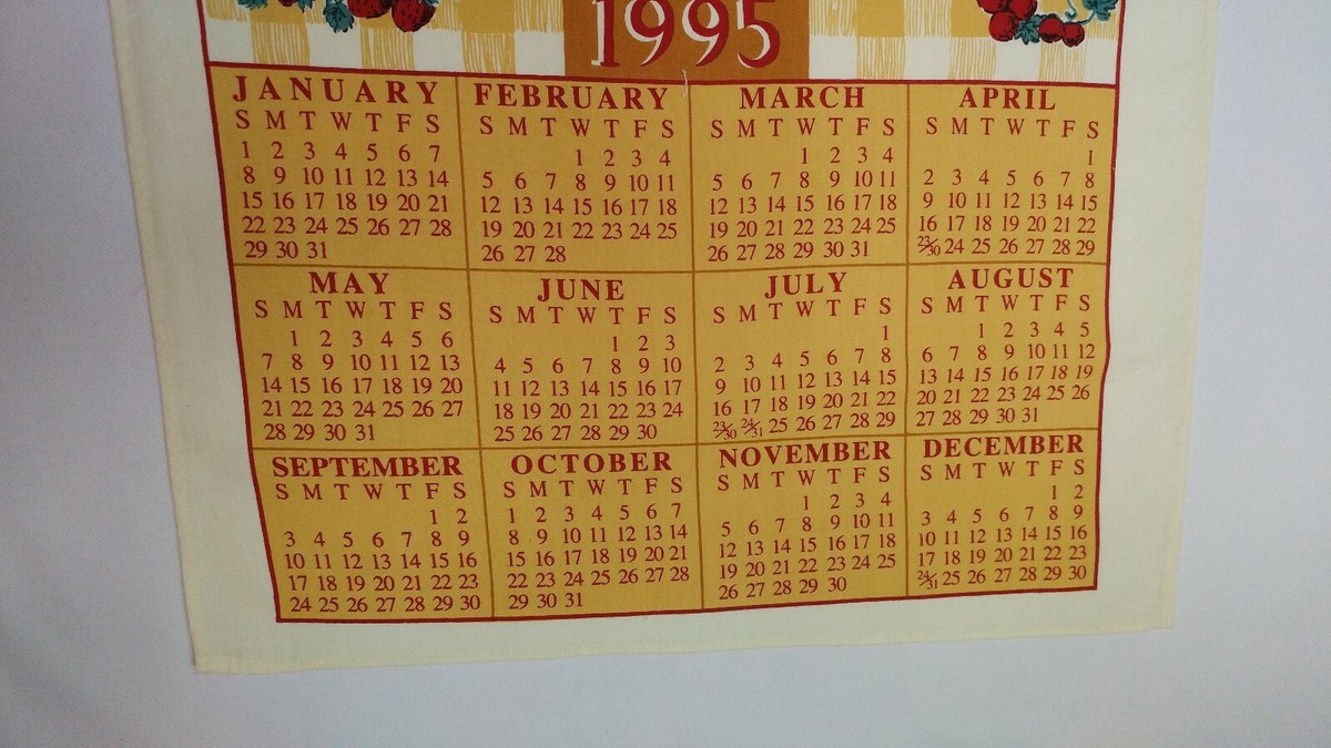 Vintage 1995 Cotton Fabric Tea Towel Wall Calendar Kitchen Prayer thank you  Lord | eBay