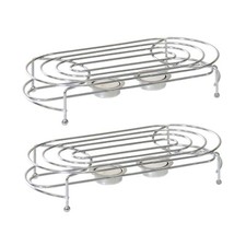 2x Stövchen Verchromt 2-Flammig mit Teelichthalter Speisenwärmer Warmhalteplatte