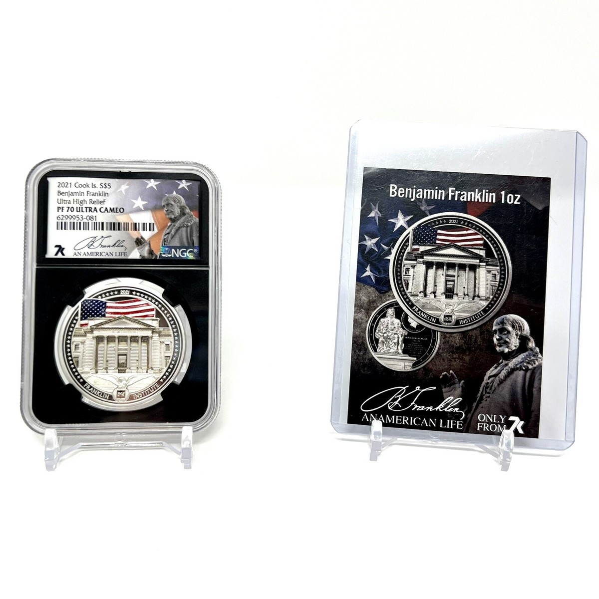 2021 Benjamin Franklin 1oz Silver Coin NGC PF70 7k Miles Standish