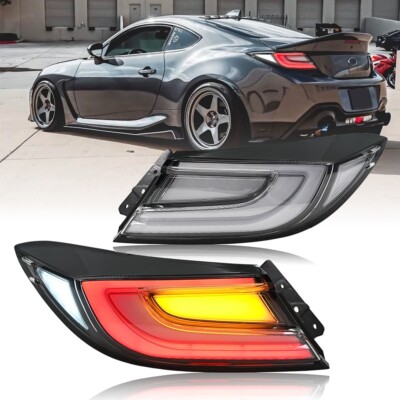 Pair LED Tail lights For 2022-2024 Toyota GR86 Subaru BRZ White Tube Rear Lamps