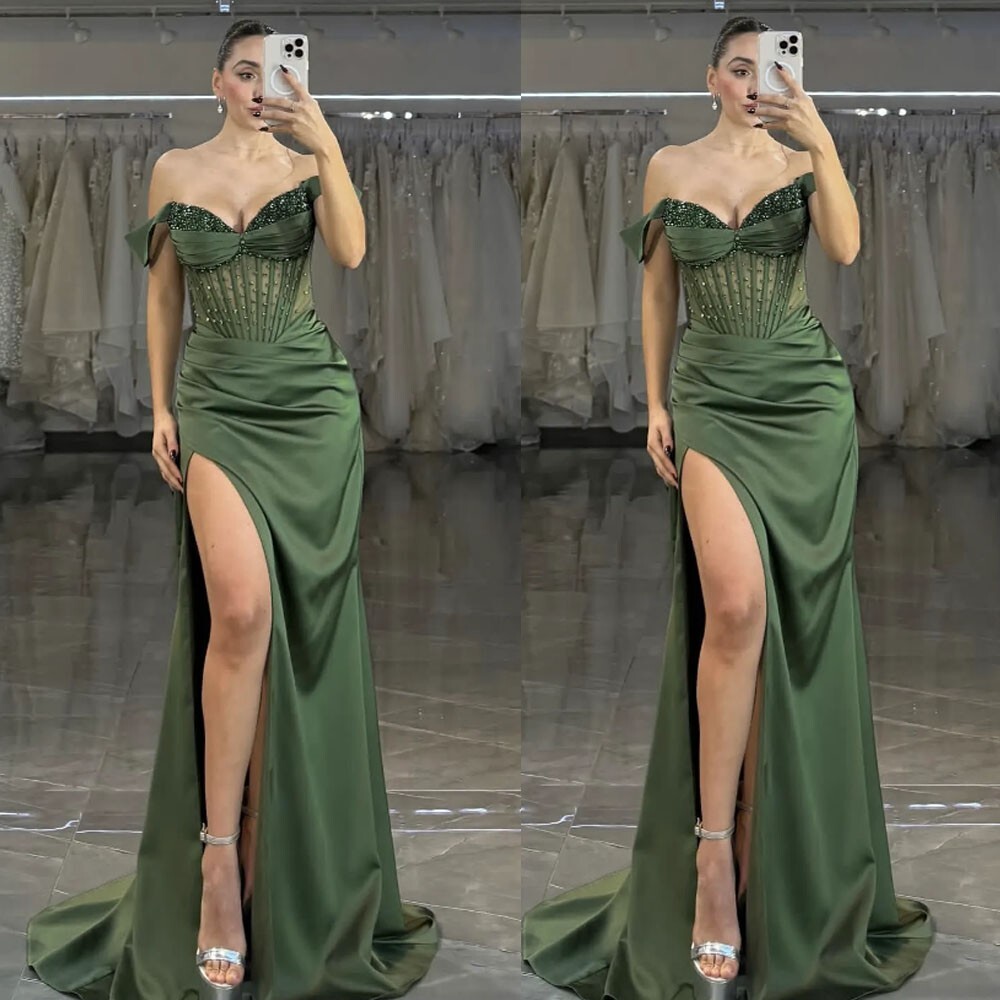 chinese dress ladies Adora Design 3226 Strapless Satin Lace High Slit Mermaid Gown main image 1