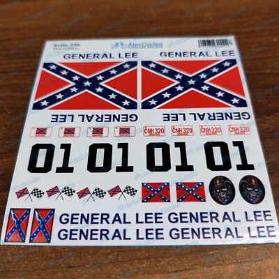 GENERAL LEE DUKE OF HAZZARD 1:24 1/:25 Scale Decals Stickers Cut Kit Tamiya HPI