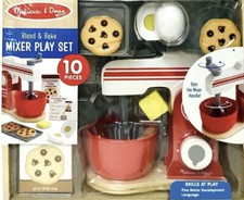 MELISSA  DOUG WOODEN BLEND AND BAKE MIXER PLAY SET MAKE COOKIES Pretend Food