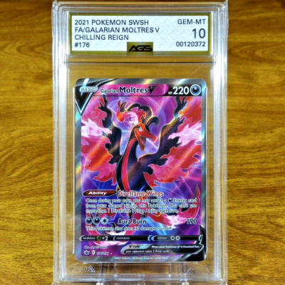 【BGS10】ガラルファイヤー AR GALARIAN MOLTRES Pokemon Chilling Reign Galarian Moltres V 176/198 AGS Gem-MT 10