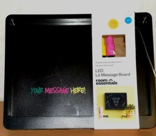 Room Essentials LED Light Up Message Board Includes 2 Erasable Markers - NEW