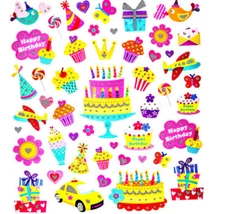 Glitter Cupcake Happy Birthday Party Planner Stickers Papercraft Envelope Seals 
