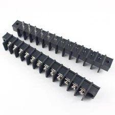 1pcs black 9.5mm pitch 12 pin barrier terminal block connector with screw hole