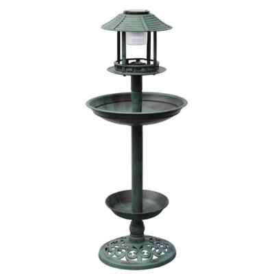 Vogeltränke Solarleuchte 97cm Vogelbad Futterstelle Bronzefarben/Grün vidaXL