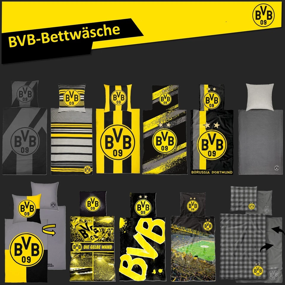 Borussia Dortmund Bettwäsche Wendebettwäsche Bettbezug Kopfkissen Stadion BVB 09 - Bild 2 von 4