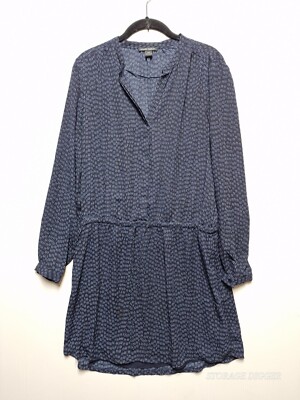 Hilary Radley Women's Blue Dress Drapy Top Drawstring Waist Lined Casual Size M