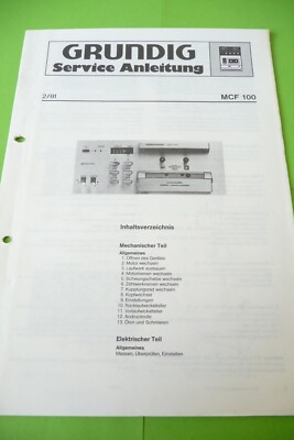 Service Manual-Anleitung für Grundig  MCF 100 ,ORIGINAL !
