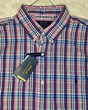 Polo Ralph Lauren Mens S Performance Oxford Shirt Plaid w/ Blue Pony 138 NWT