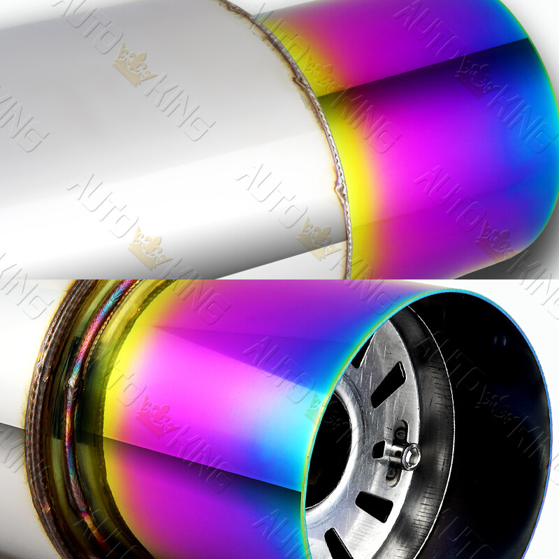 JDM 4-Tip 2.5" Inlet T-304 Stainless Steel Universal Weld-On Exhaust Muffler