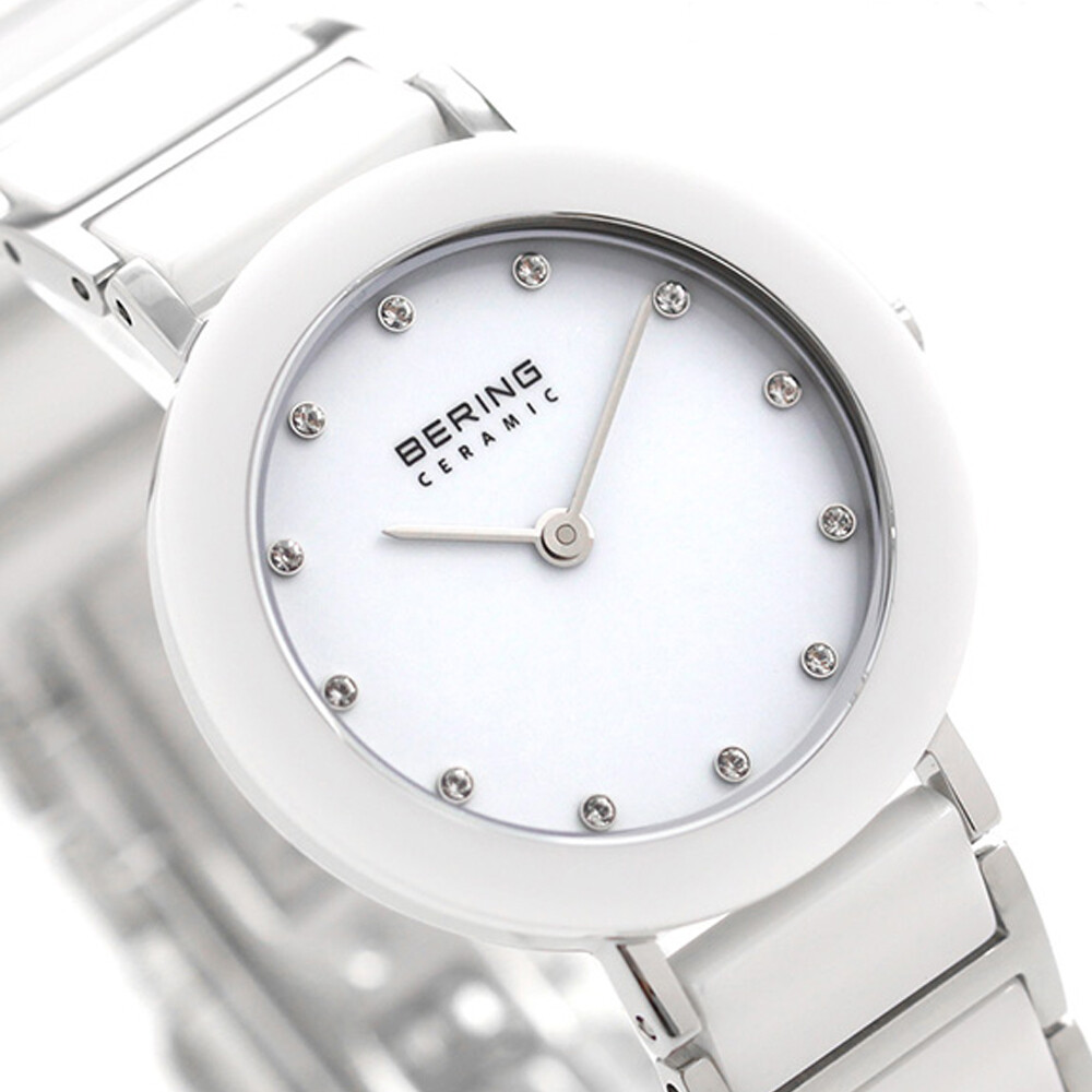 Bering Time White Stainless Steel & Ceramic Links Women's Watch