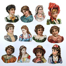 Die Cut Scrap Victorian Women Heads Busts Lot...
