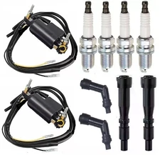 2x Ignition Coils +  Spark Plugs For Kawasaki 1000 LTD KZ1000 1977-1980