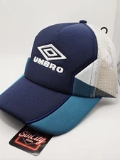 Umbro Hat Cap Mesh Snapback Trucker Patriot Blue & Green Heron NWT Retails $39