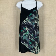 Silence + Noise Dress S Black Green Abstract Mini Edgy Grunge Festival Indie