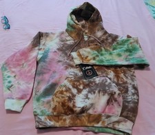 Tie Dye Pullover With Front Pocket, Hooded Sweatshirt