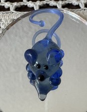 Cute Tiny Blue Glass Mouse with Mirror - 100% to Charity