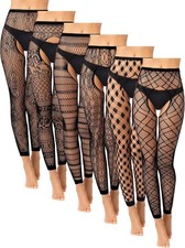 Skylety 6 Pairs Fishnet Stockings for Women Plus Medium-Large, Vintage Black