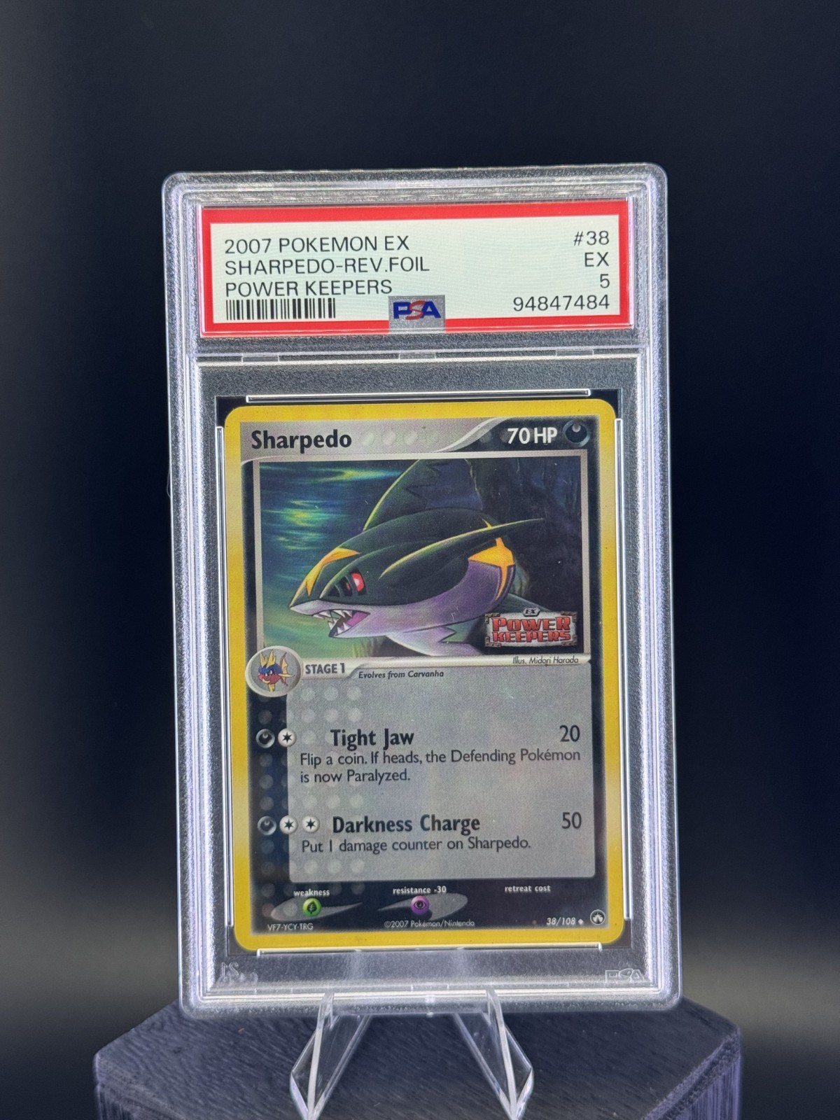 SHARPEDO 38/108 PSA 5 POWER KEEPERS REVERSE HOLOFOIL