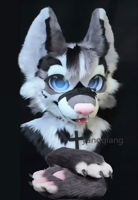 Fursuit Long Fur Husky Fox Mascot Head Party Halloween Fur Cosplay-Promotion
