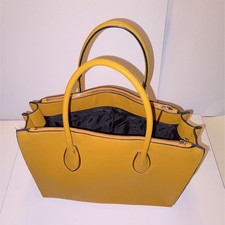 Women s Yellow Satchel Top Handle Bag Zip Clo...